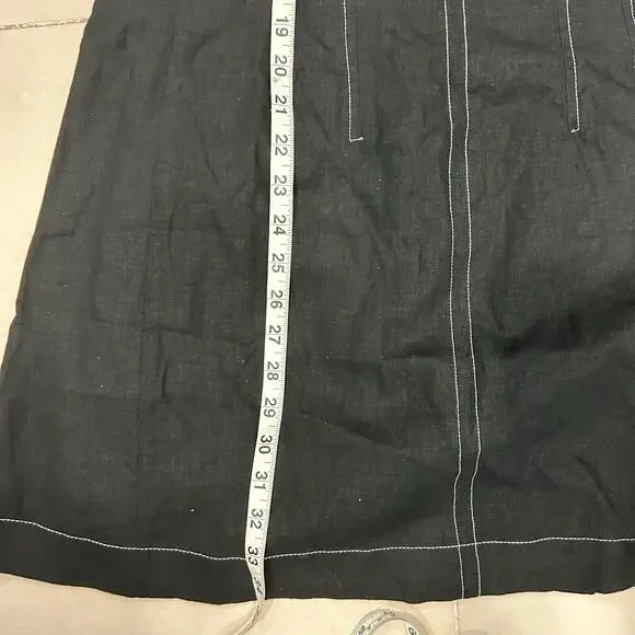 Banana Republic Linen Blend Black V- Neck Sheath Dress Above Knee Women’s 10 - Picture 3 of 9